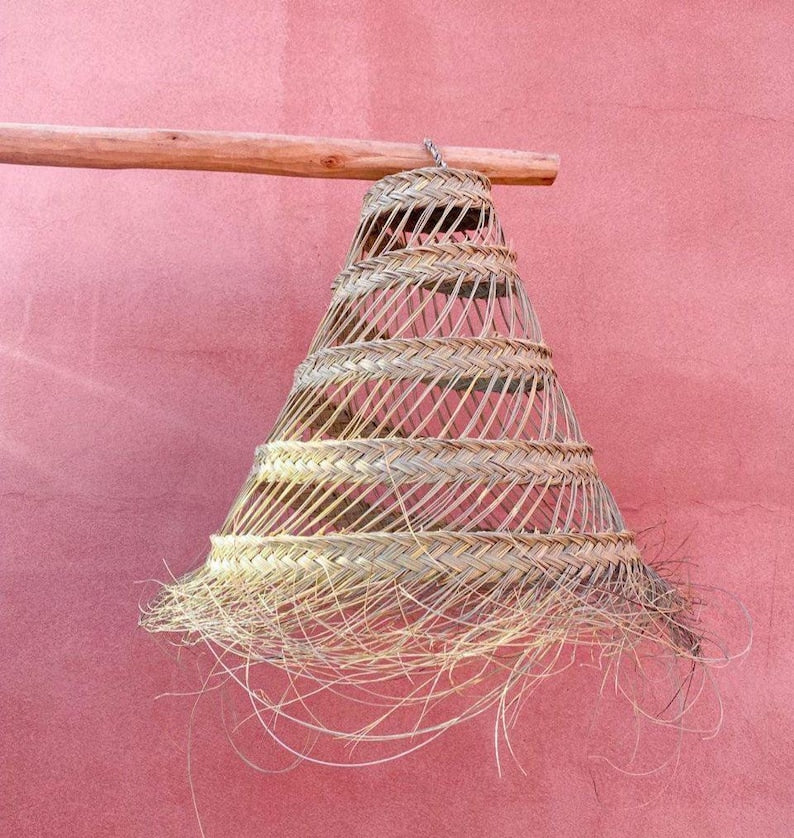 Palm and Straw Pendant Light