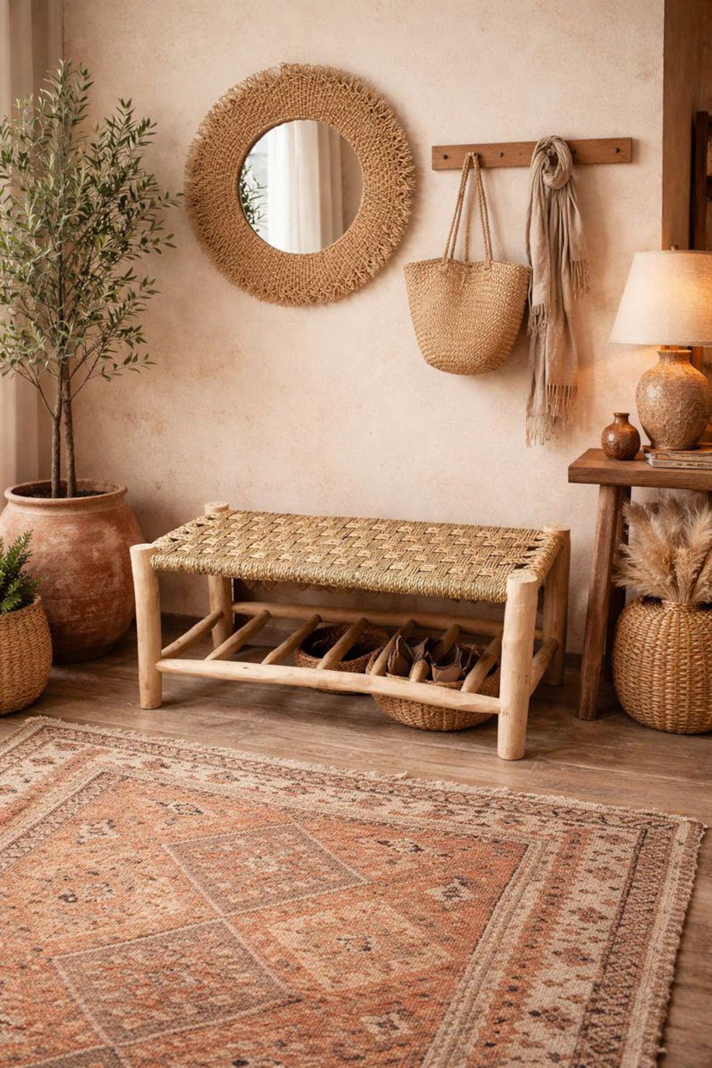 Handmade Wooden Bench with Storage – Rustic Entryway or Bedroom Seat