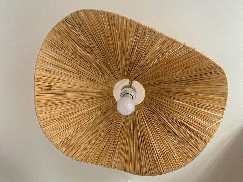 Raffia Pendant Light – Natural Handwoven Bohemian Ceiling Lamp