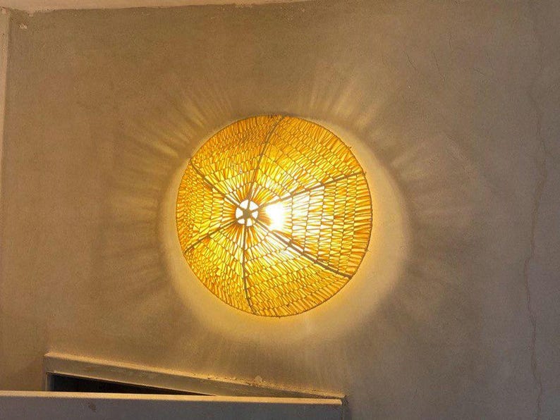Handmade Raffia Wall Lamp