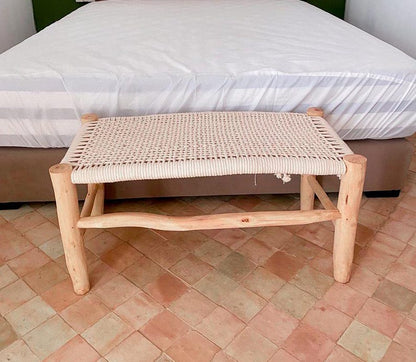 Handwoven Bench – Natural Wood & Cotton Cord