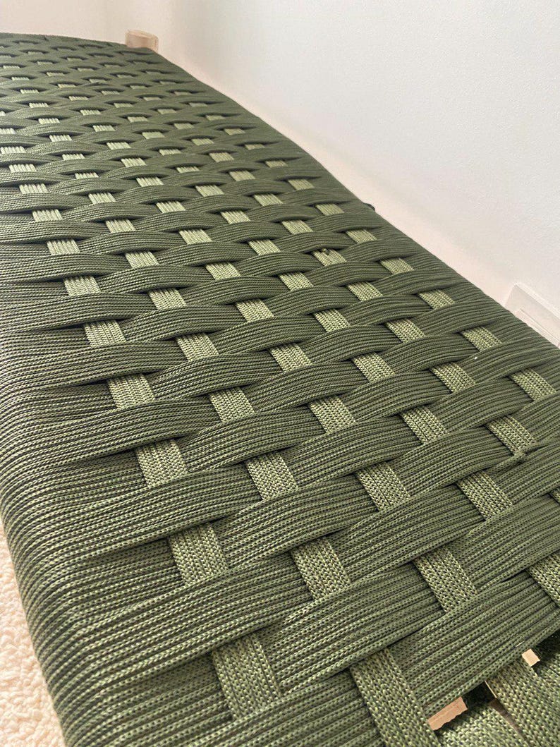 Wooden Bench with Green Nylon Seat