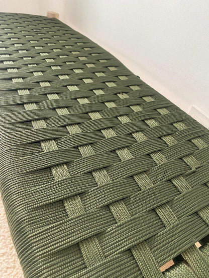 Wooden Bench with Green Nylon Seat