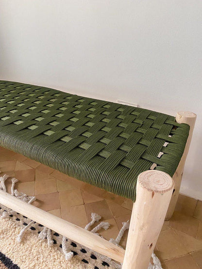 Wooden Bench with Green Nylon Seat