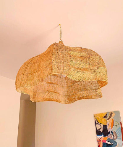 Raffia Pendant Light – Flower Shape