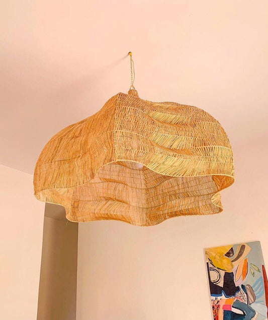 Raffia Pendant Light – Flower Shape