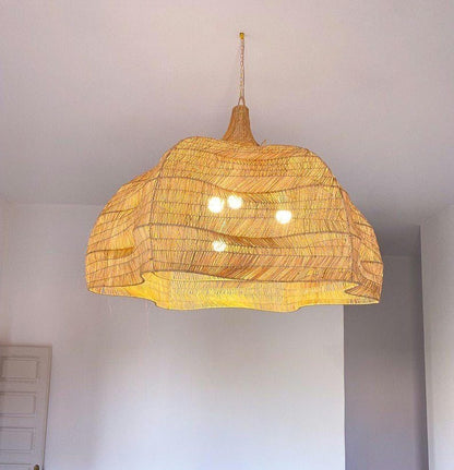 Raffia Pendant Light – Flower Shape