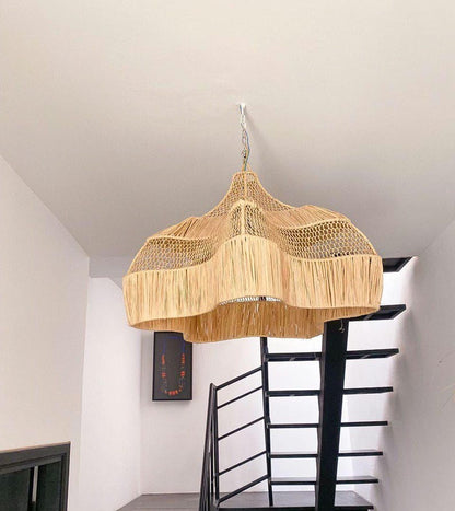 Raffia Pendant Light – Flower Shape