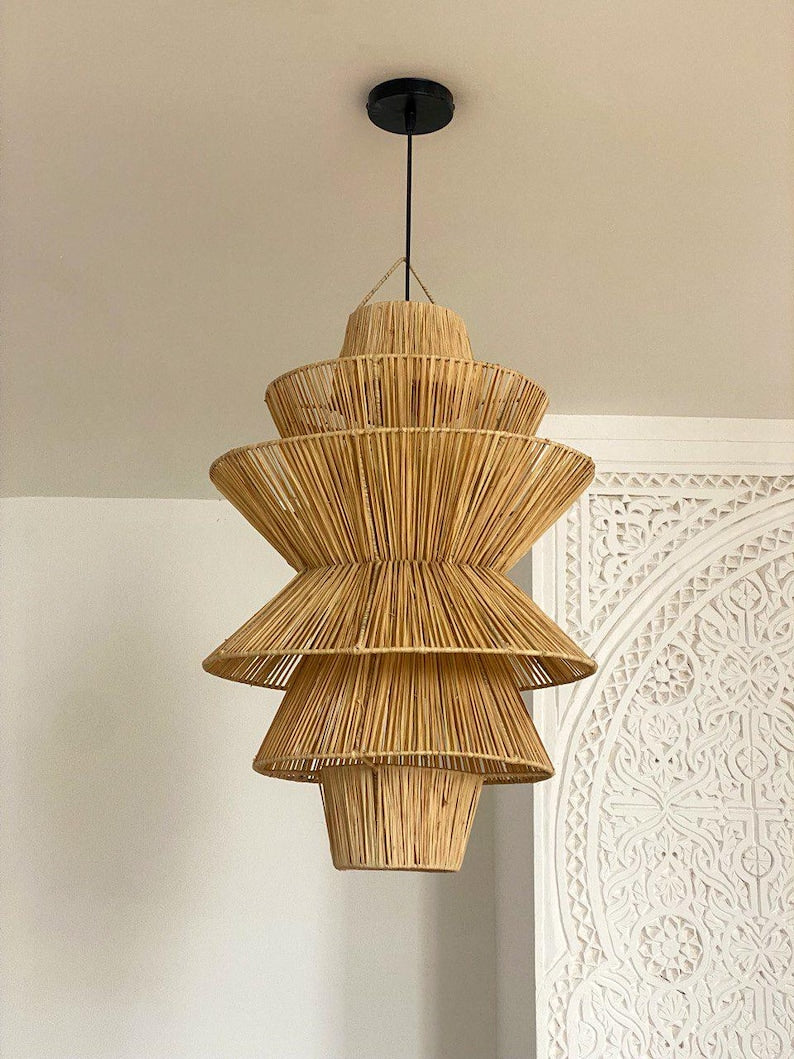 Handmade Raffia Pendant Light – Bohemian Lamp