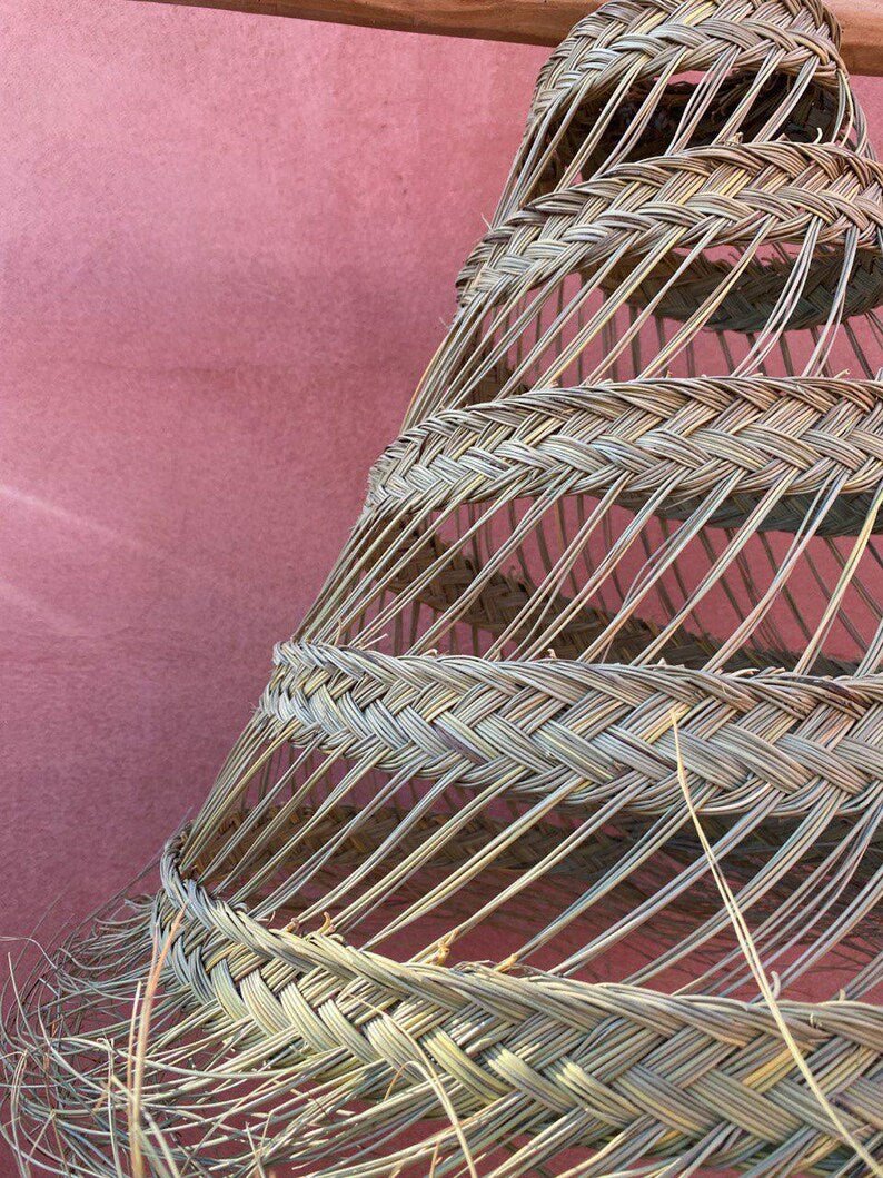 Palm and Straw Pendant Light
