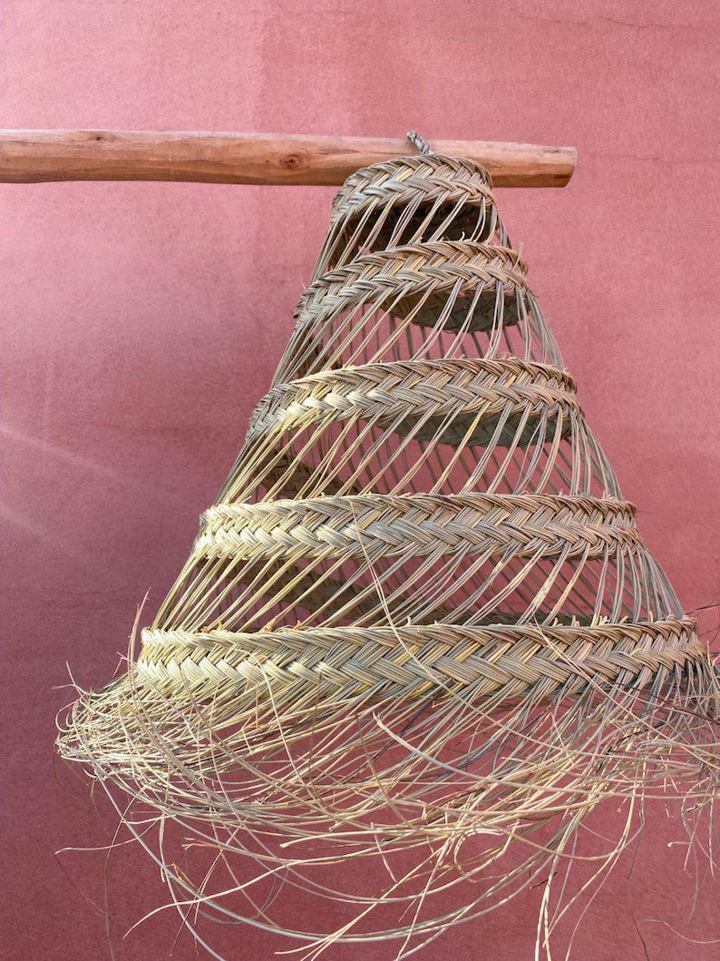 Palm and Straw Pendant Light
