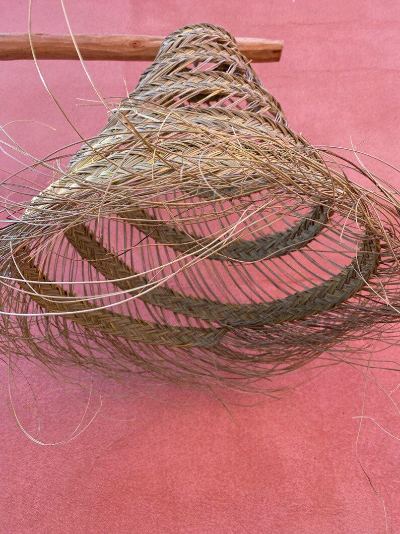 Palm and Straw Pendant Light