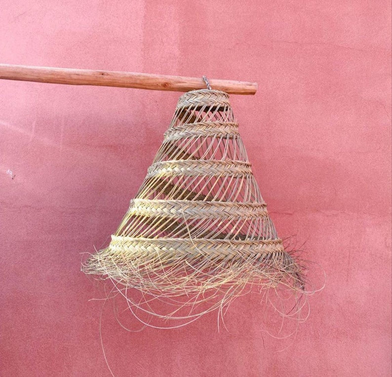 Palm and Straw Pendant Light