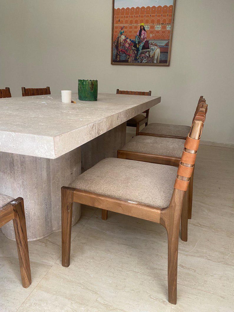 Walnut Dining Chairs – Handmade with Leather Back