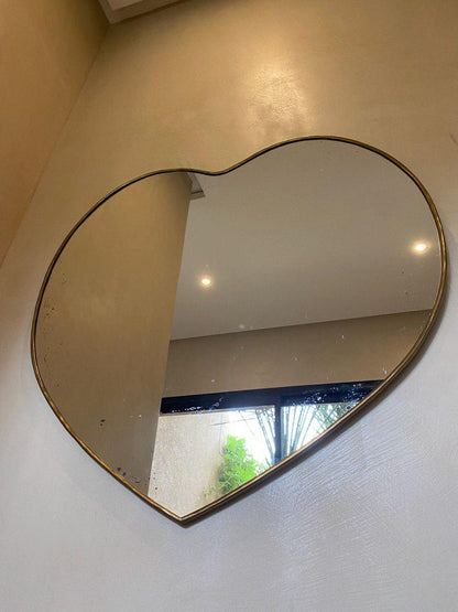 handmade Moroccan brass wall mirror heart shape