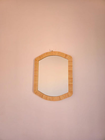 Moroccan raffia mirror in rectangular shape