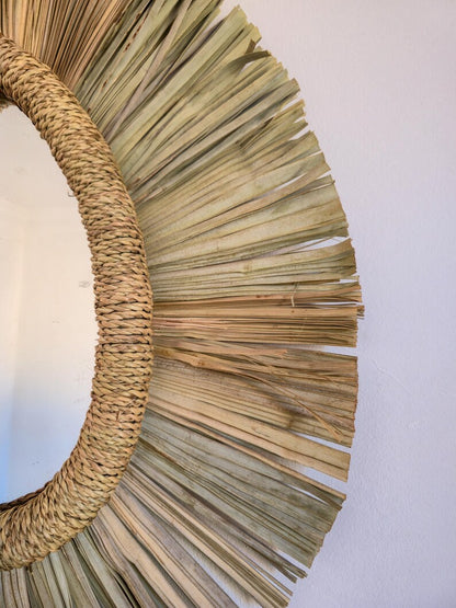 Moroccan paille & cord mirror in egg shape
