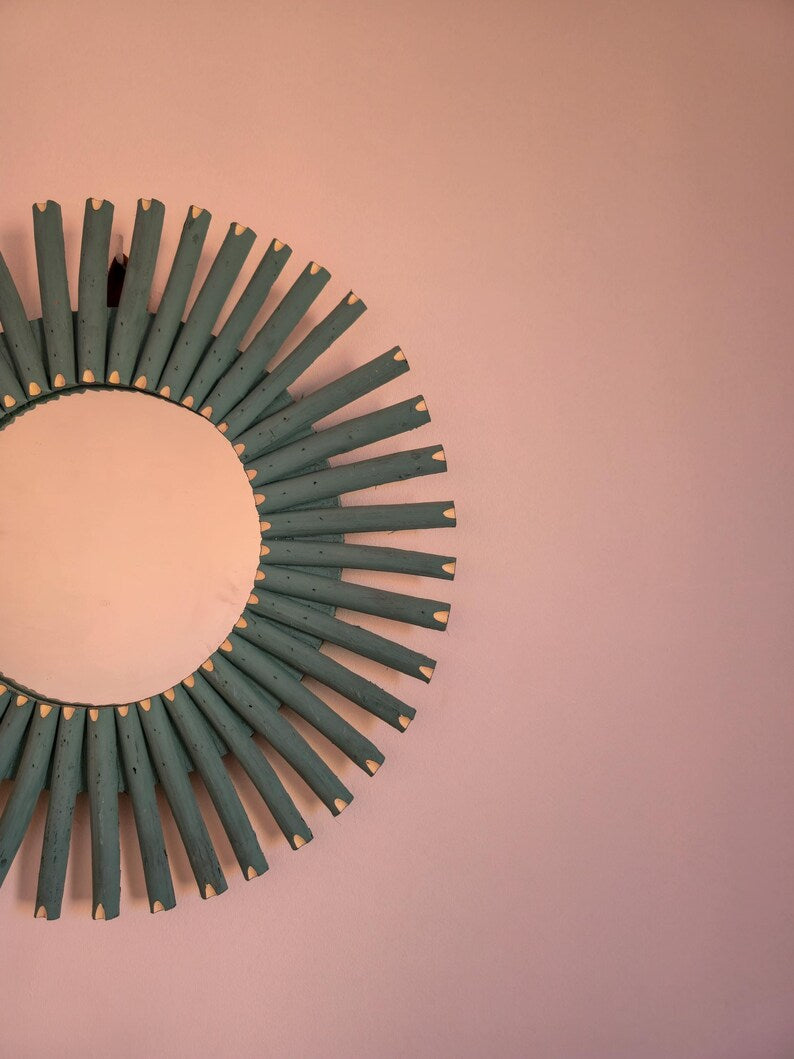Moroccan wood mirror in round shape