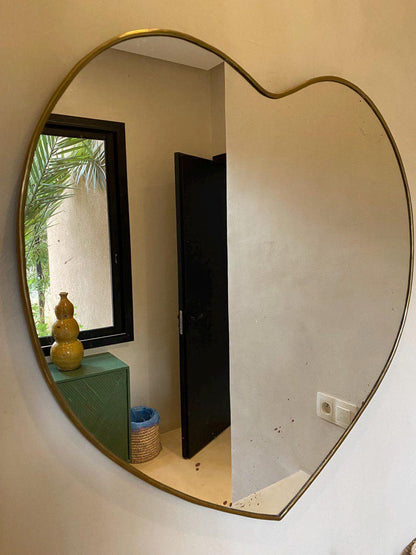 handmade Moroccan brass wall mirror heart shape