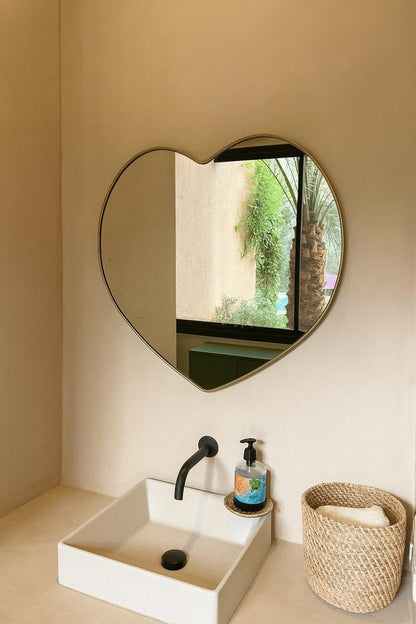 handmade Moroccan brass wall mirror heart shape