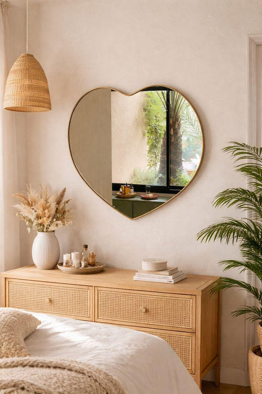 handmade Moroccan brass wall mirror heart shape