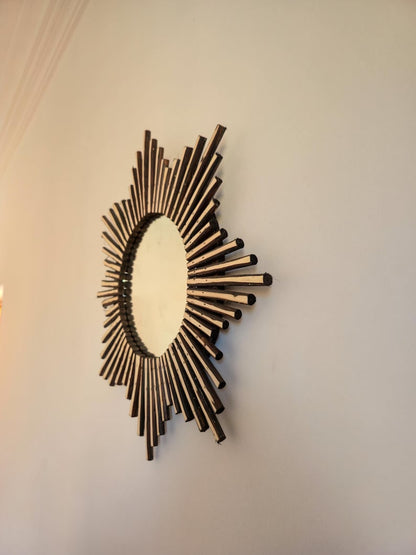 Moroccan wood mirror in round shape