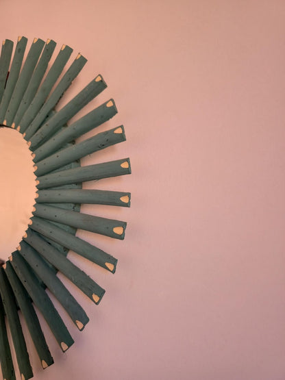 Moroccan wood mirror in round shape
